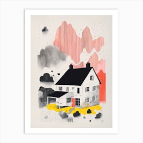 A House In Reykjavik, Abstract Risograph Style 3 Art Print