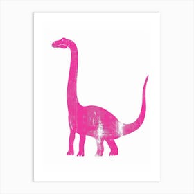 Pink Brachiosaurus Silhouette Art Print