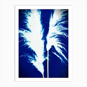 Electric blue white pampas grass Art Print