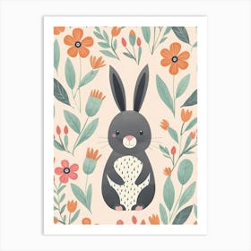 Floral Cute Baby Bunny Nursery (6) Art Print