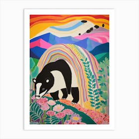 Maximalist Animal Painting Badger 3 Art Print