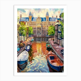 Amsterdam Canal Old Town Buildings Art Print