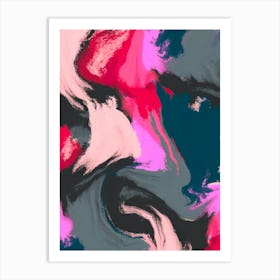 Rose And Blue And Gray Marble Abstract Painting Art Print