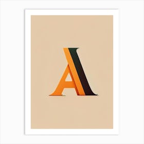 A  Letter, Alphabet Retro Minimal 2 Art Print