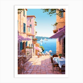 Rovinj Croatia 4 Vintage Pink Travel Illustration Art Print