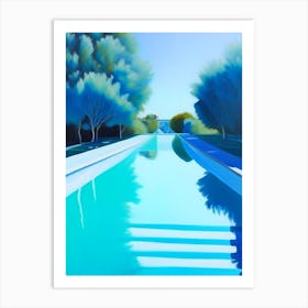 Lanes In Swimming Pool Landscapes Waterscape Marble Acrylic Painting 1 Art Print