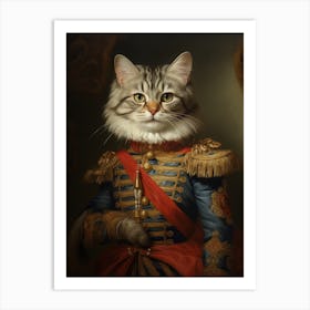 Cat In Royal Clothing Rococo Style 1 Art Print