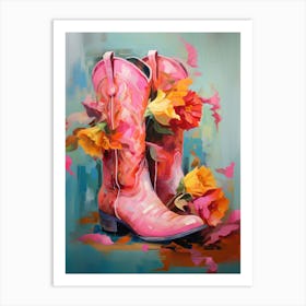 Cowgirl Boots With Flowers Girly Dorm Print Art Print