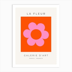 La Fleur | 01 - Retro Floral Orange And Pink Flower Art Print