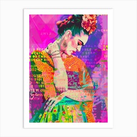 Frida Kahlo, Neon Pop Art-illustration Druck Art Print