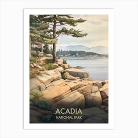 Acadia National Park Watercolour Vintage Travel Poster 2 Art Print