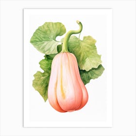 Pink Banana Pumpkin Watercolour Illustration 1 Art Print