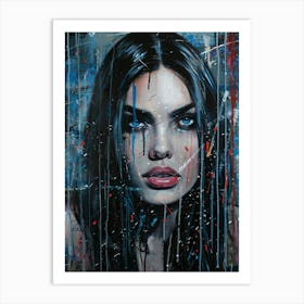 Woman In The Rain Art Print