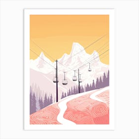 Cortina D Ampezzo   Italy, Ski Resort Pastel Colours Illustration 3 Art Print
