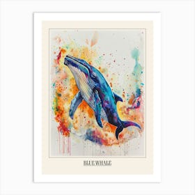Blue Whale Colourful Watercolour 4 Poster Art Print