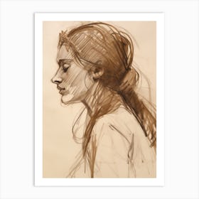 Female Study Sketch Portrait Art Print