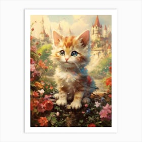 Cute Fantasy Vintage Kitten Kitsch 1 Art Print