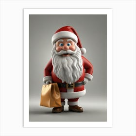 Santa Claus With Shopping Bag Art Print