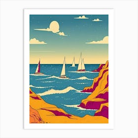 Sailboats In The Sea Art Print