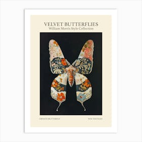 Velvet Butterflies Collection Ornate Butterfly William Morris Style Art Print