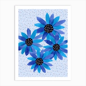 Floral Polka Dot Center Navy Art Print