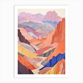 Aconcagua Argentina 2 Colourful Mountain Illustration Art Print