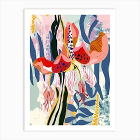 Colourful Flower Illustration Bleeding Heart 2 Art Print