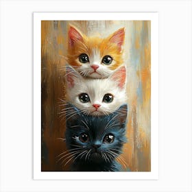 Cute Cats Stacked Together 9 Art Print