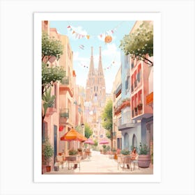 Barcelona Spain 1 Illustration Art Print