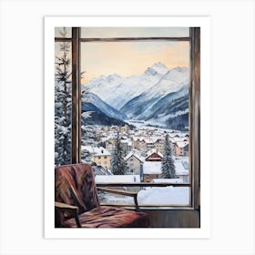 Winter Cityscape St Moritz 2 Art Print