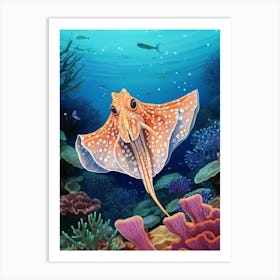 Blanket Octopus Detailed Illustration 5 Art Print