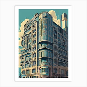 Futuristic Building In Vintage Style Art Print