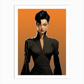 Stylish Villain Lady From The 70s Art Print