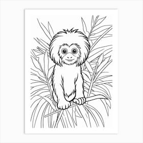 Line Art Jungle Animal Golden Lion Tamarin 2 Art Print