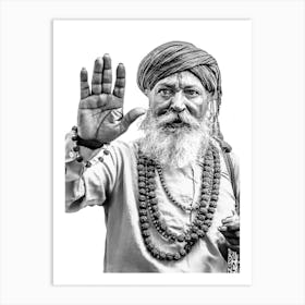 Black And White Portrait Of An Indian Man Art Print