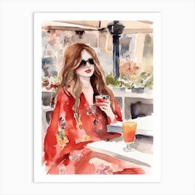 At A Cafe In Venice Art Print