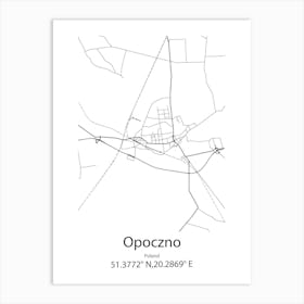 Opoczno,Poland Minimalist Map Art Print