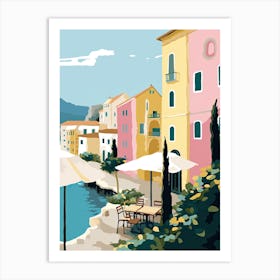 Amalfi, Italy, Flat Pastels Tones Illustration 4 Art Print