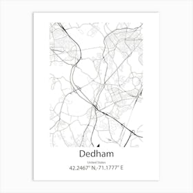 Dedham,United States Minimalist Map Art Print