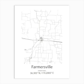 Farmersville,United States Minimalist Map 1 Affiche