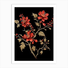 Witch Hazel 1 William Morris Style Winter Florals Art Print