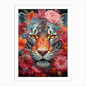 Tiger With Flowers 1 Art Print