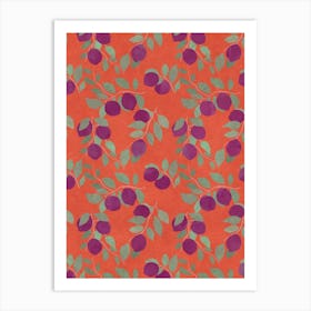 Citrus Symphony - Purple Lemons on Vibrant Orange Canvas Art Print