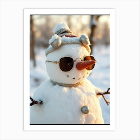 Snowman In Sunglasses Art Print