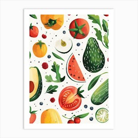 Seamless Pattern With Fruits And Vegetables Art Print