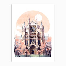 Westminster Abbey   London, England   Cute Botanical Illustration Travel 2 Art Print