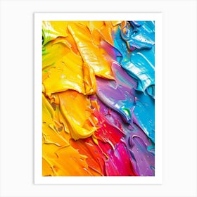 Colorful Paint Splashed On Canvas Art Print