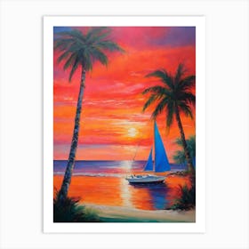 Sailboat At Sunset 1 Art Print