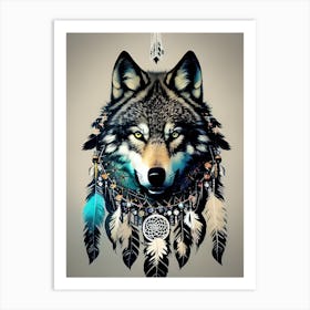 Dreamcatcher Wolf 10 Art Print