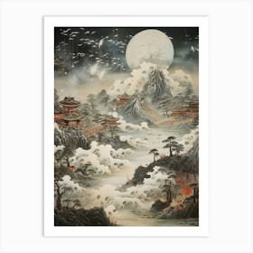 Tsunami Waves Japanese Illustration 2 Art Print